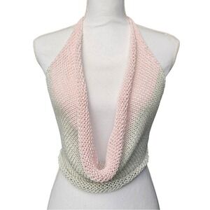 Handmade Knit Halter Top Backless Cowl Neck Crop Top Y2K Festival Fashion